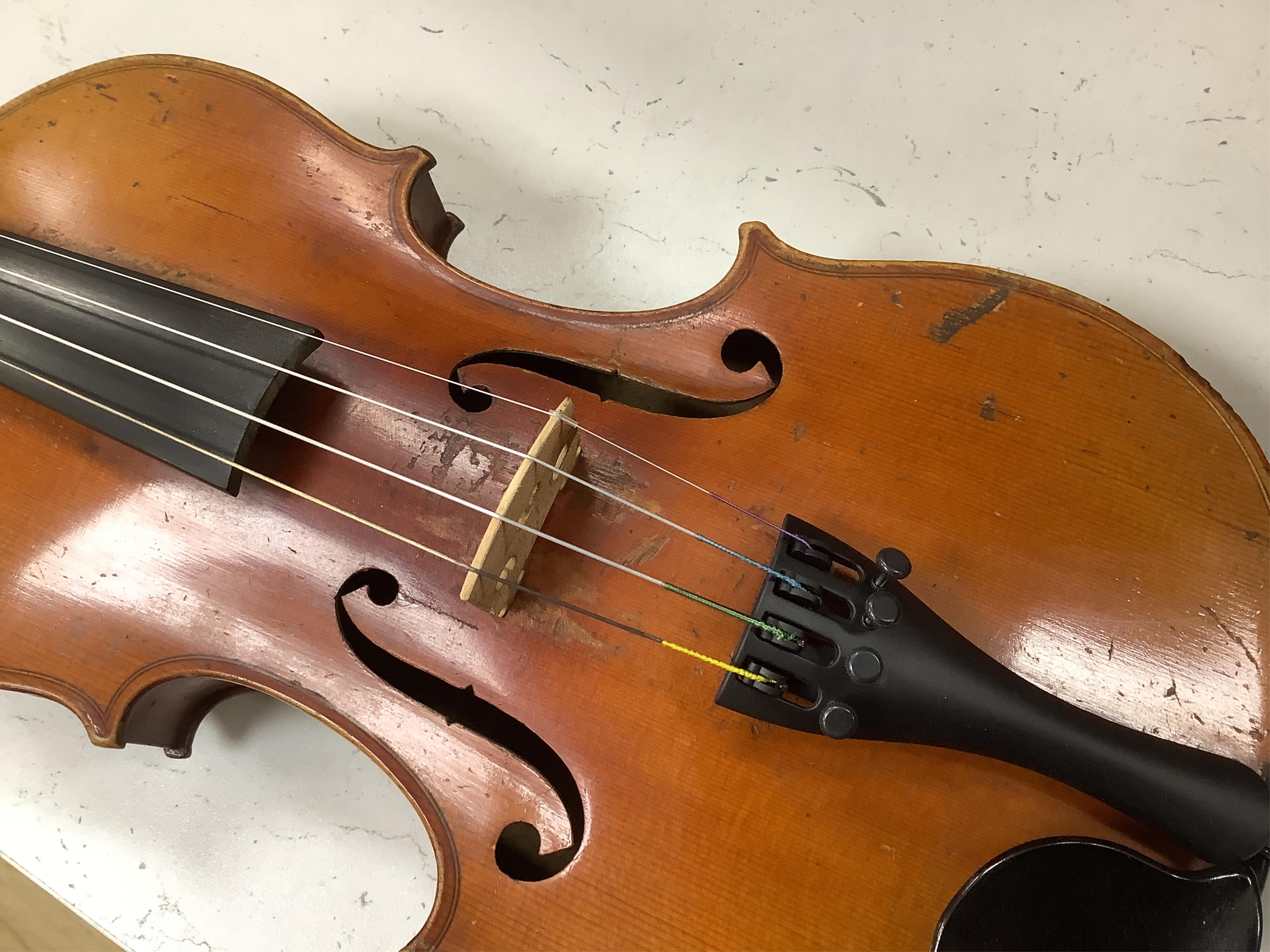 A full-size French violin by Jerome Thibouville-Lamy, one piece back, cased
